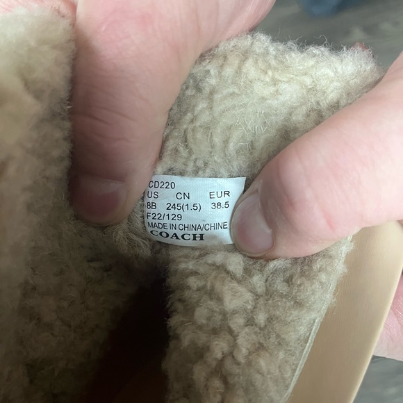 Coach Jane Bootie Womens Size 8 Black Leather Bootie, Sherpa Trim Side Zip NEW - Picture 13 of 16